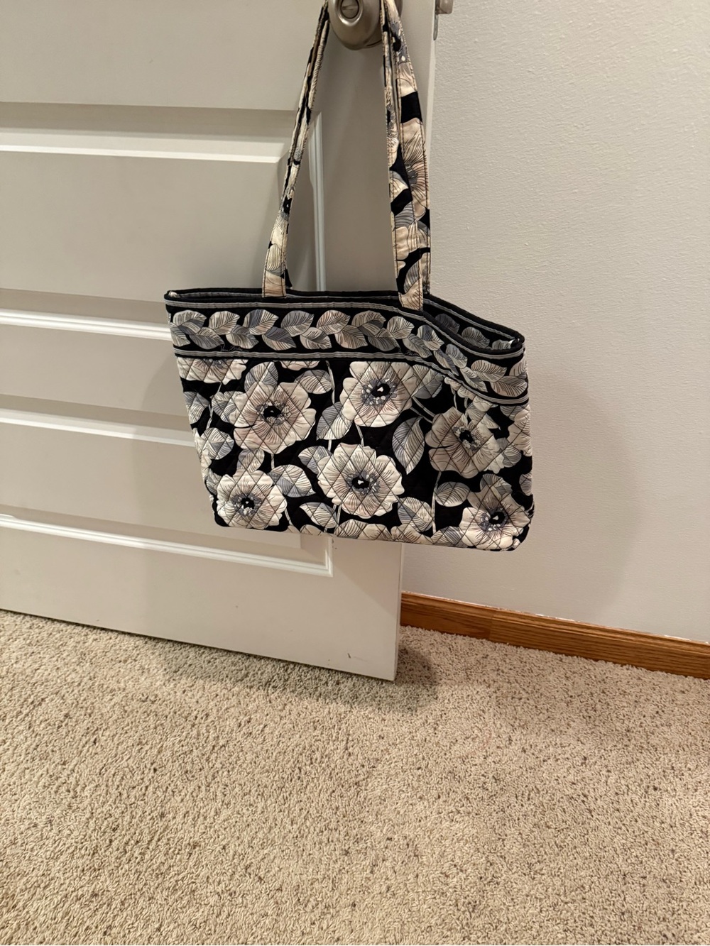 Vera Bradley Black and Cream Quilted Floral Tote